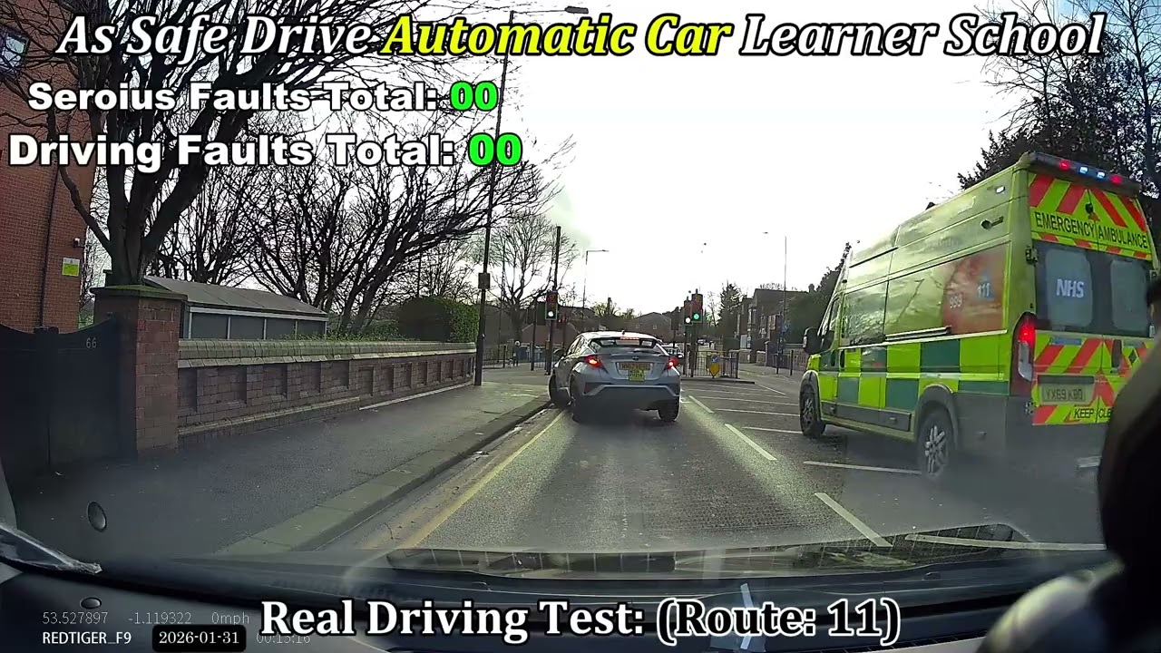 Real Driving Test, Route: 11 As Safe Drive Automatic Car Learner School.