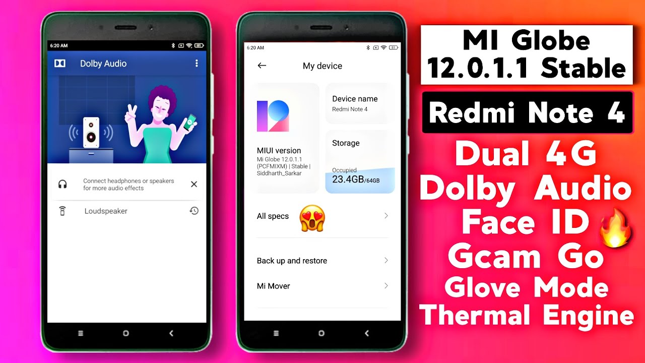 MI Globe 12.0.1.1 Stable for Redmi Note 4 | Dual 4G | Dolby Audio | FaceID | Gcam Go ❤️