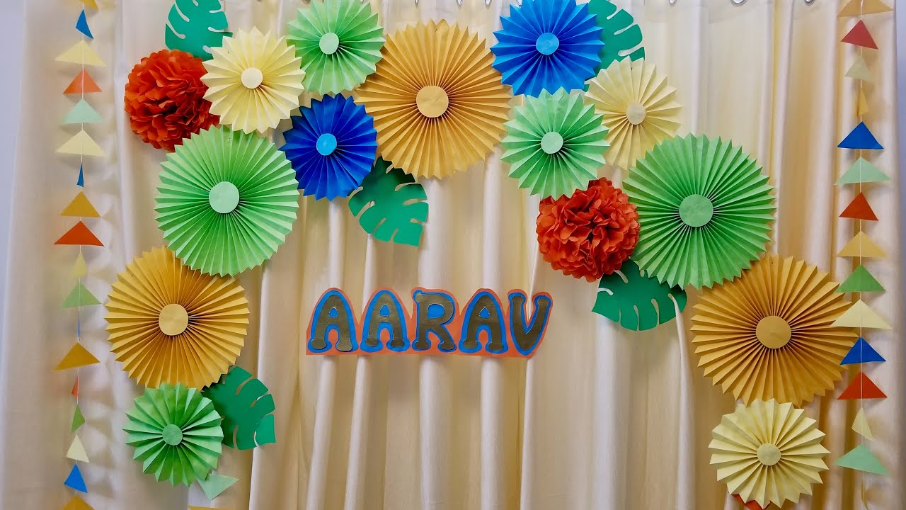 DIY 1st birthday decoration ideas |Simple Birthday decoration at Home | DIY jungle Theme Decoration
