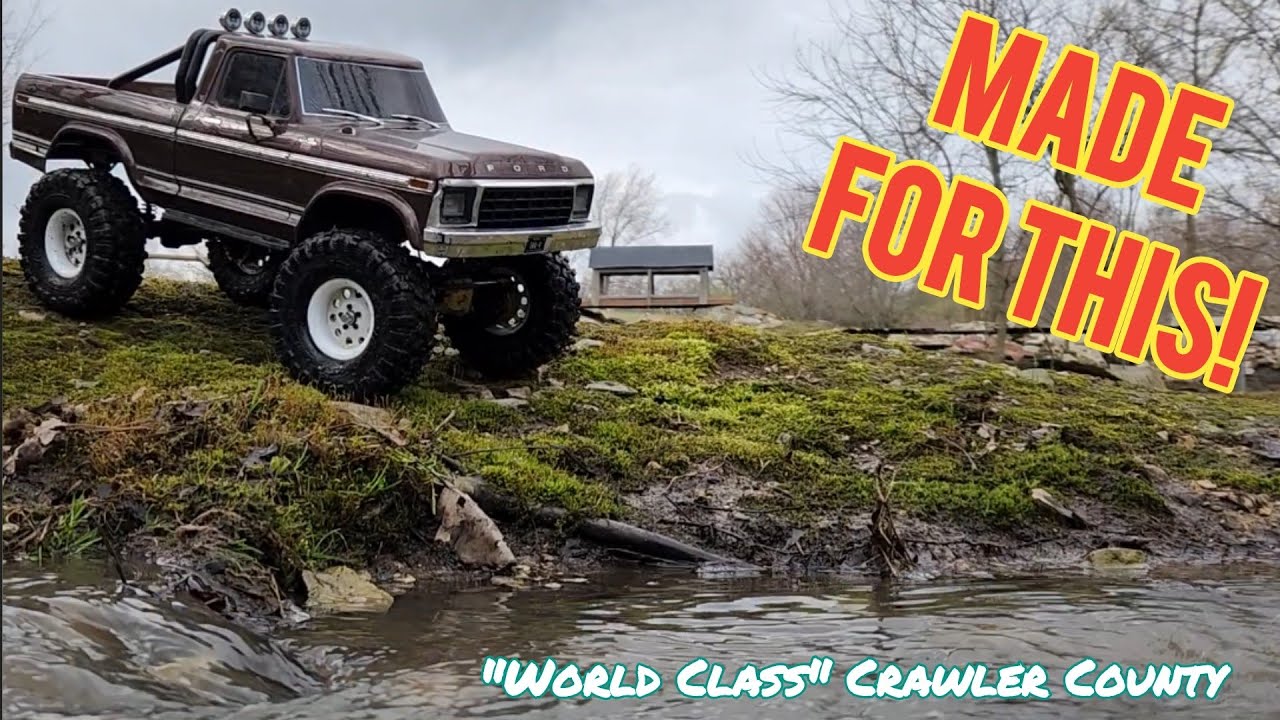 Traxxas Trx4 f150 hightrail takes on the mud, water and rocks at Crawler County