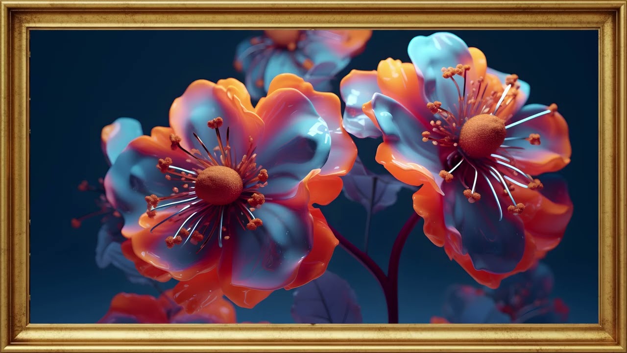 TV Frame - 3D Abstract Beautiful Flowers 4K - 2Hrs