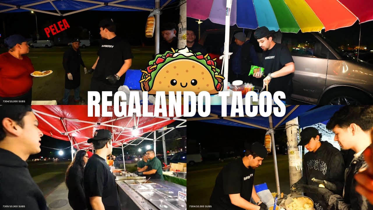 LONCHE,WILITO Y POLLUS REGALANDO TACOS EN LAS CALLES DE LOS ANGELES🌮👏🏼🔥
