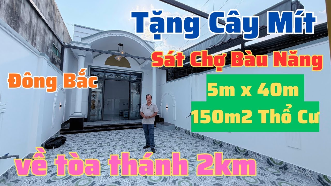 Bán Nhà Sát Chợ Bàu Năng 5m x 40m - Mẫu Nhà Tân Cổ Điển 3 Phòng Ngủ Rộng Rãi | Nhà Đất Tây Ninh1524N