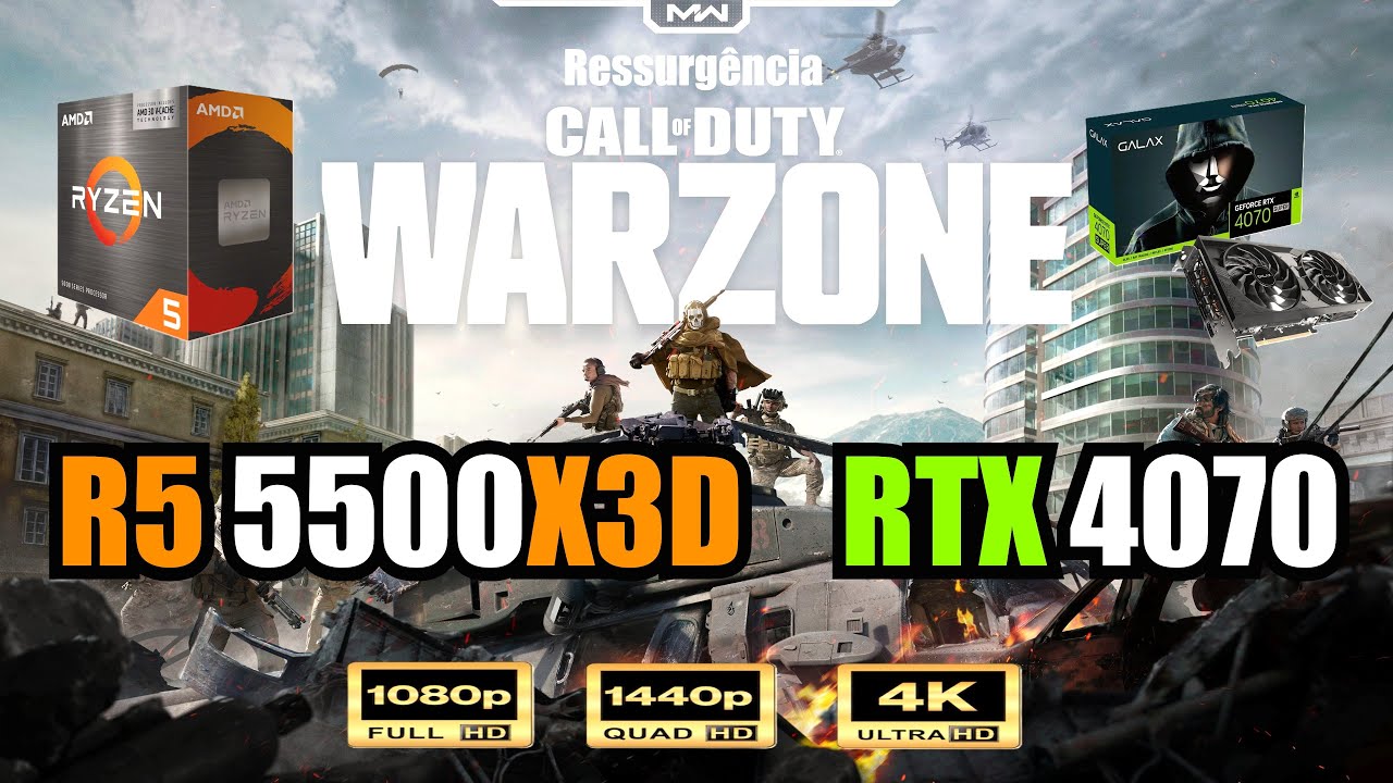 Call of Duty Warzone(Ressurgência) Ryzen 5 5500X3D + RTX 4070 12gb