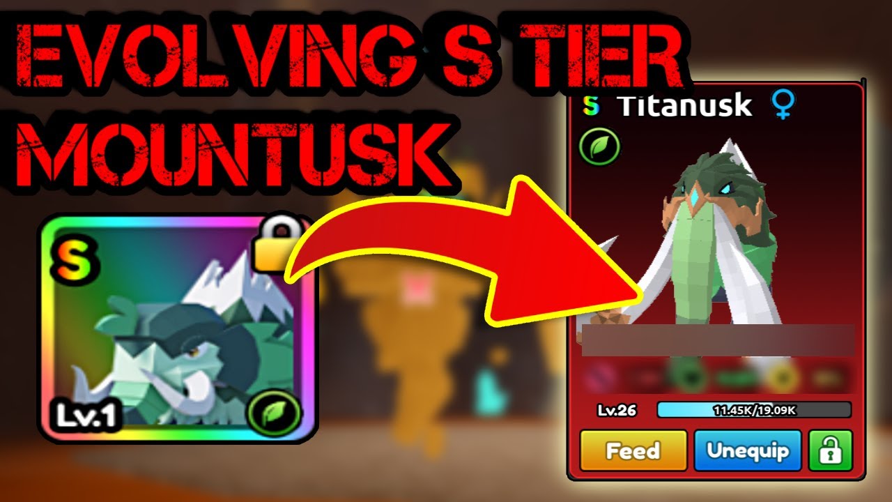 Превращение монстра Mountusk S-уровня в TITANUSK в Roblox Catch A Monster