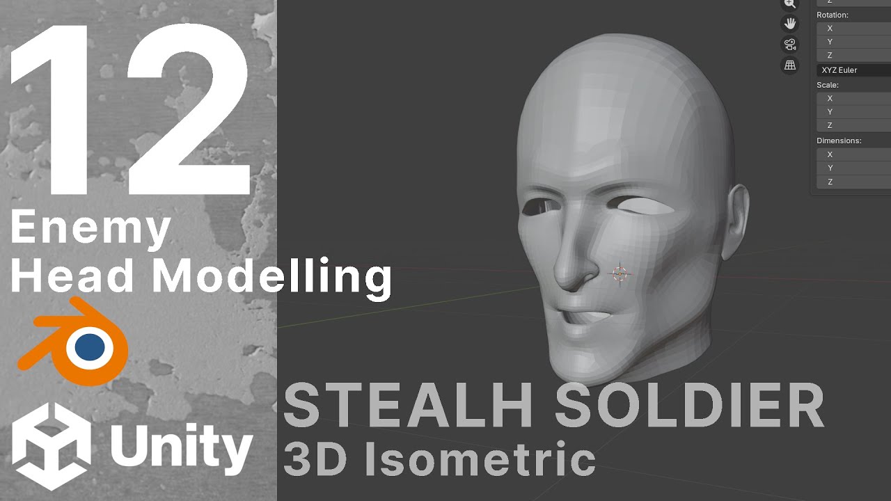 Stealth Soldier - 12 - Enemy Head Modelling - TIMELAPSE - 3D Isometric - Unity