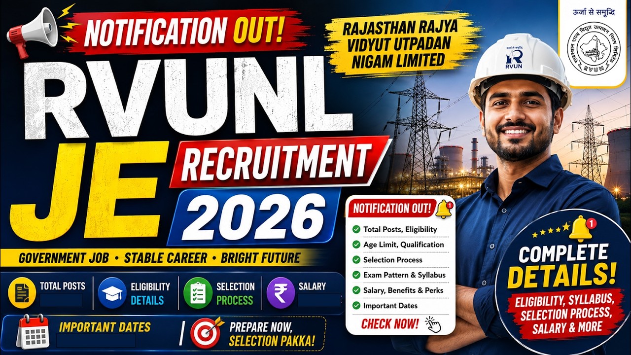 RVUNL JE Recruitment 2026 🔥 Detailed Notification Out | Eligibility, Vacancy, Salary, Exam Pattern