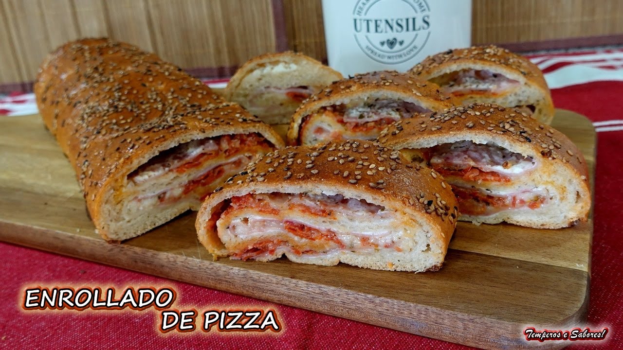 ENROLLADO DE PIZZA  Pizza Enrollada Fácil de hacer y Deliciosa