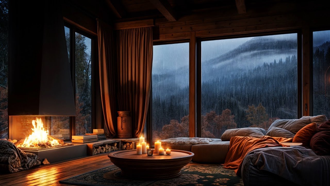 Peaceful Sound Waves Vol.1 Cozy Fireplace & Rain Sounds 🔥🌧️ For Deep Sleep | Relaxation (10 Hours)