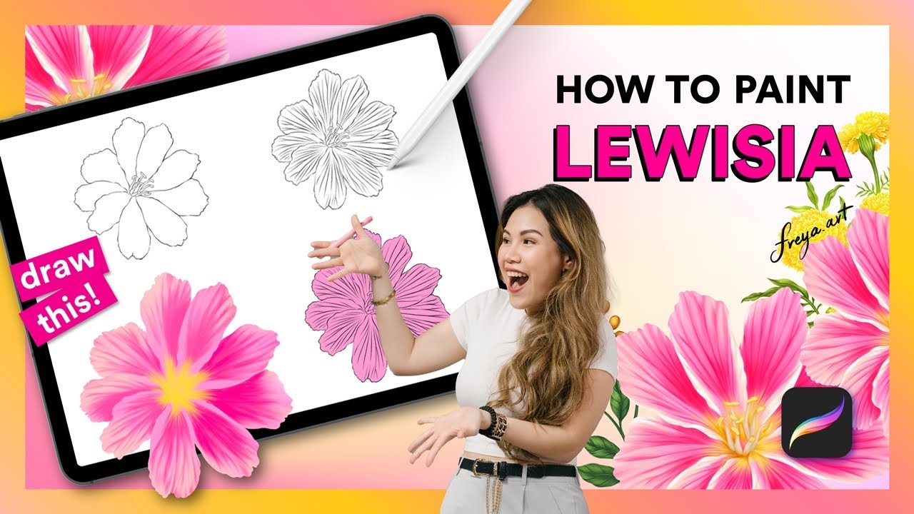 Easy Flower Painting in Procreate: How to Paint a Lewisia🖌️🌸
