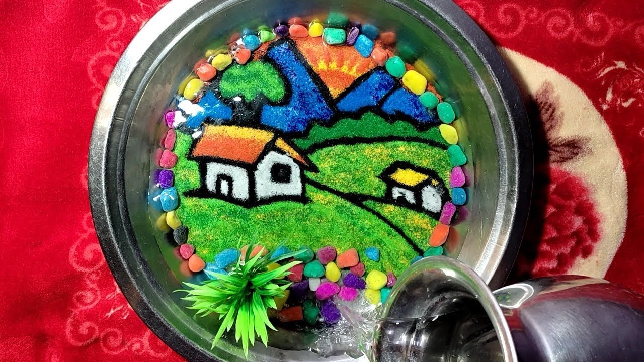 Easy And Simple Scenery Rangoli For Diwali. Underwater Rangoli For Diwali Decoration. Happy Diwali.
