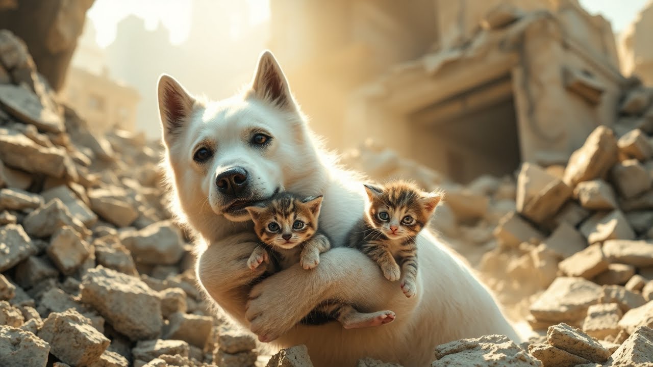 Tears Guaranteed: Dog Saves Kitten After Earthquake Disaster