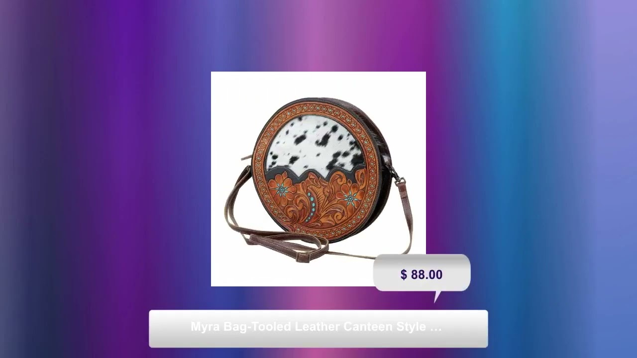 Myra Bag-Tooled Leather Canteen Style Crossbody Bag Brown