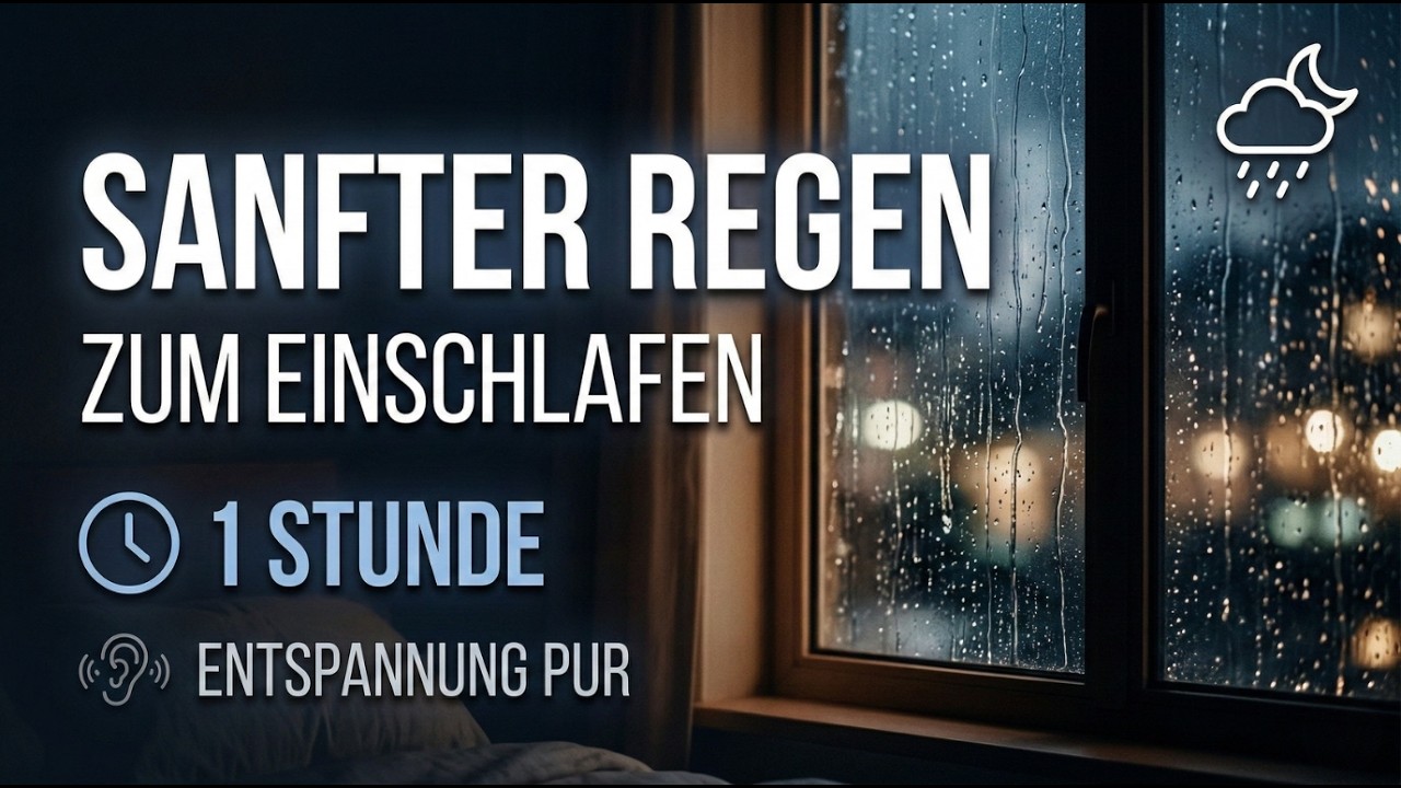 Sanfter Regen zum Einschlafen (1 Std.) 🌧️ Beruhigende Regengeräusche gegen Schlaflosigkeit
