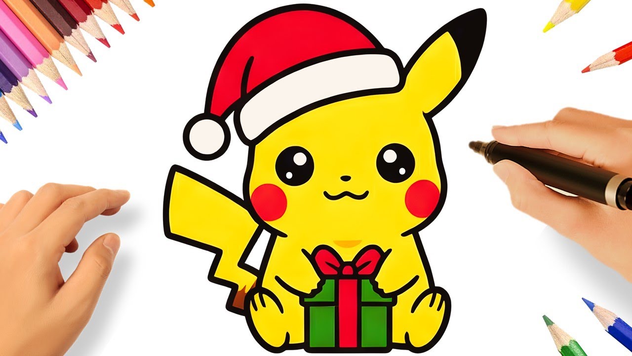 C&Oacute;MO DIBUJAR A PIKACHU KAWAII F&Aacute;CIL 🎅🎁