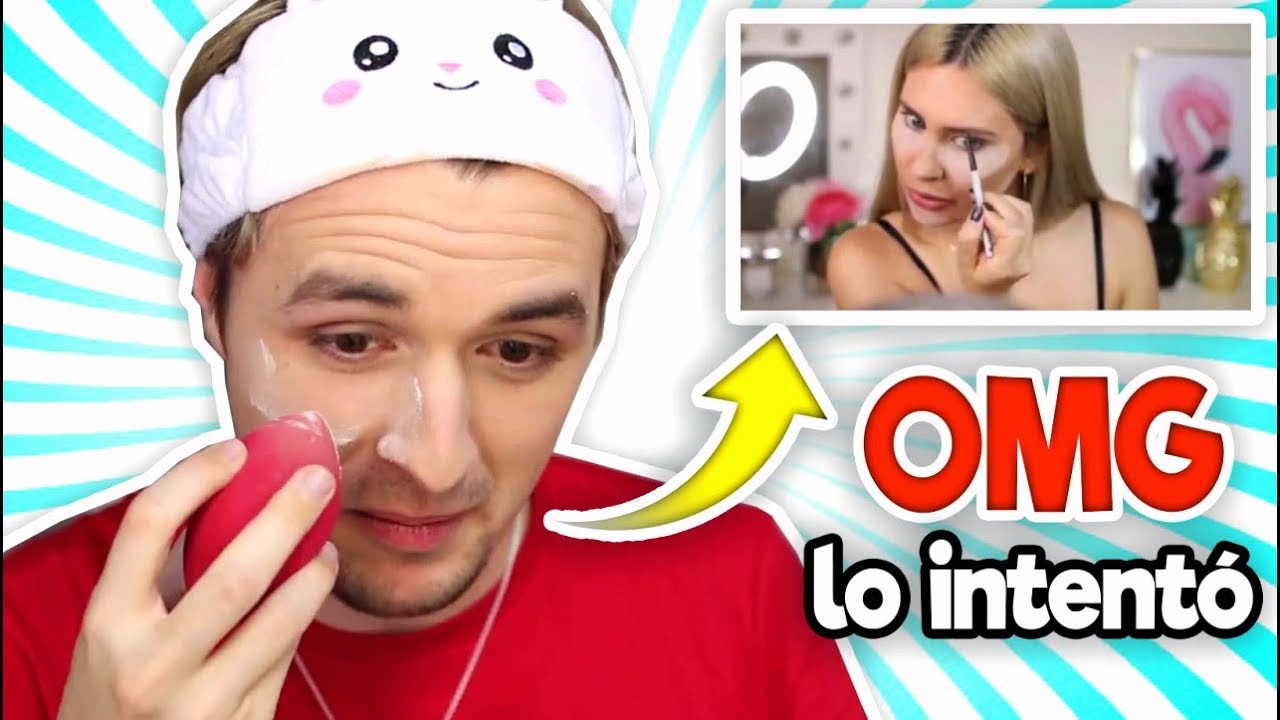 MI NOVIO INTENTA SEGUIR MI TUTORIAL DE MAQUILLAJE | OMG