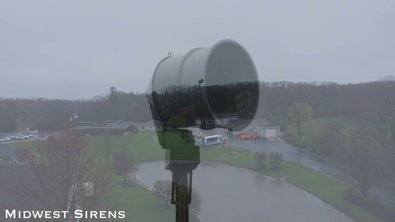ACA P-50 Siren Test, Alert, Bartlett, IL (w/ Aerial View)