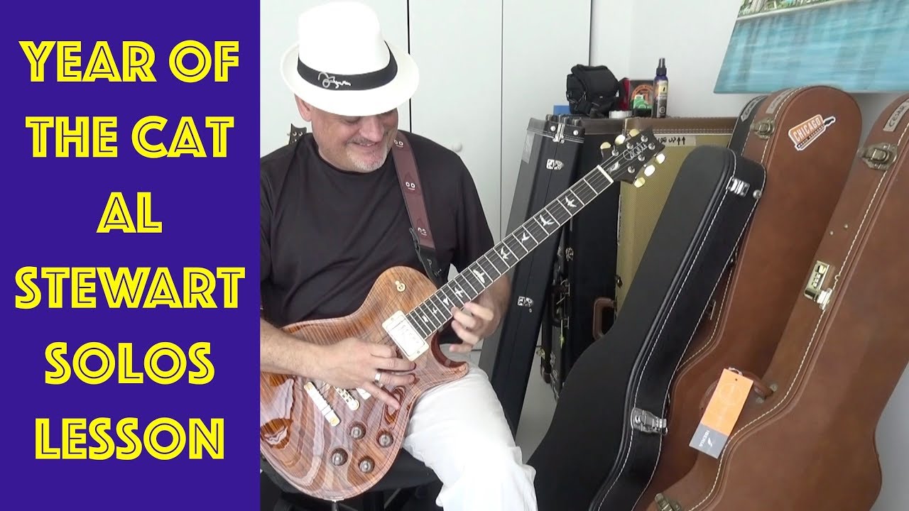 LESSON HOW TO PLAY Year of the Cat Al Stewart Two Solos Electric and Acoustic Guitar