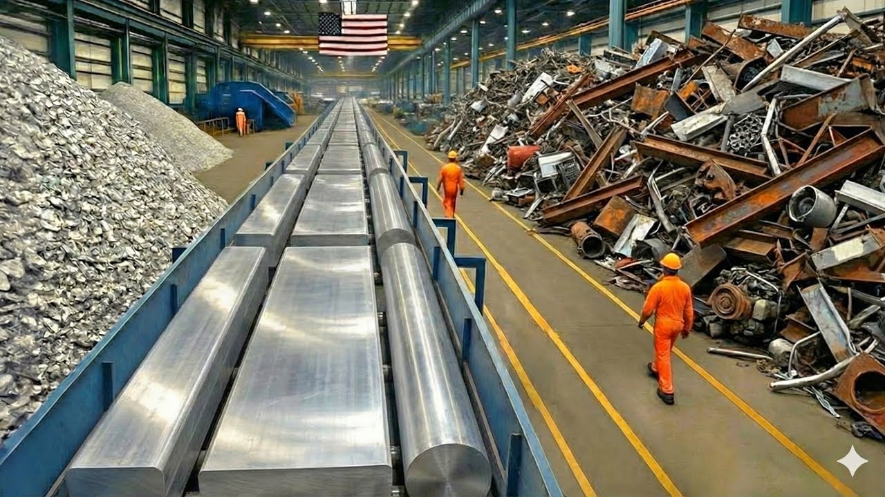 Inside a Modern Metal Recycling Factory: From Scrap Metal to Aluminum Bars (Full Process)