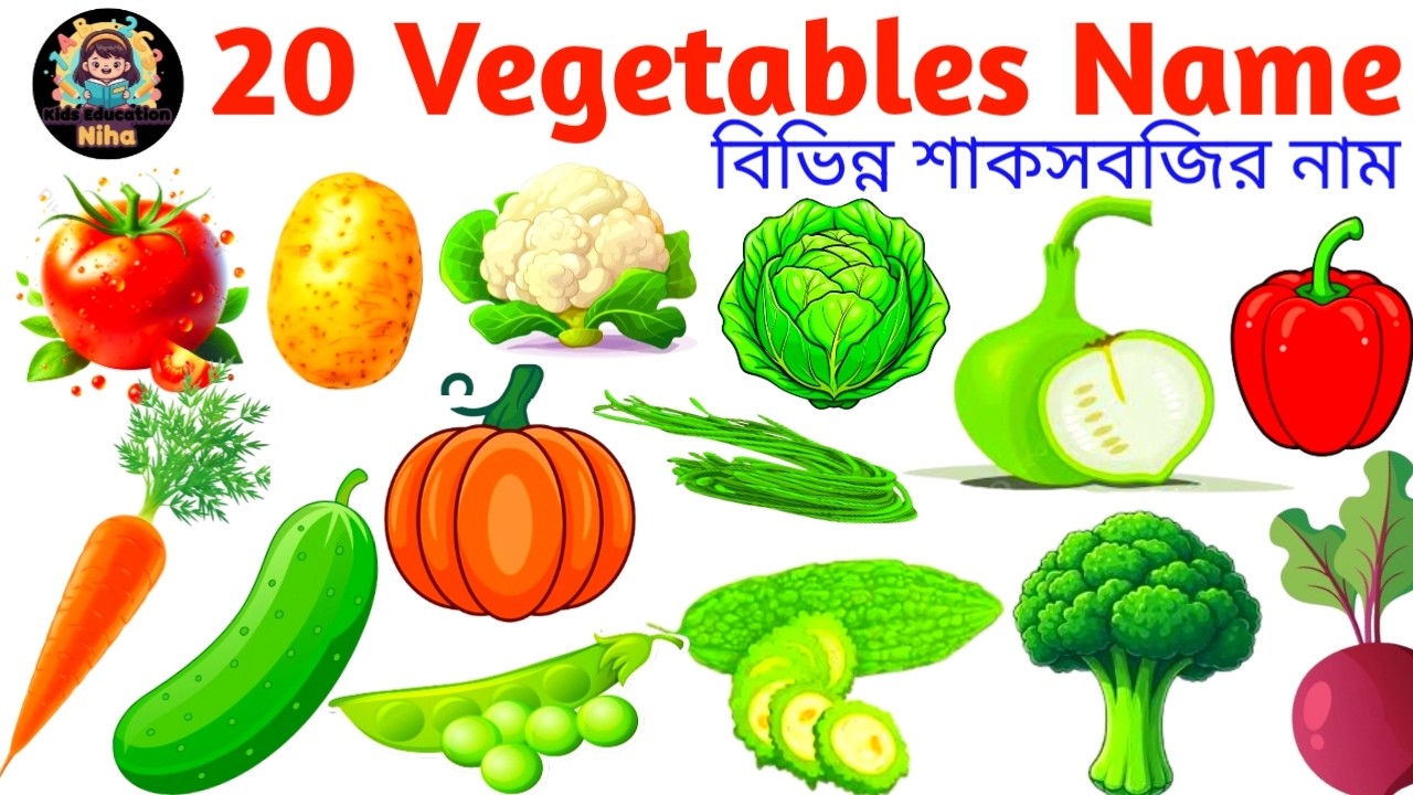 20 Vegetables Names in English with Pictures | Vegetables Vocabulary for Toddlers
