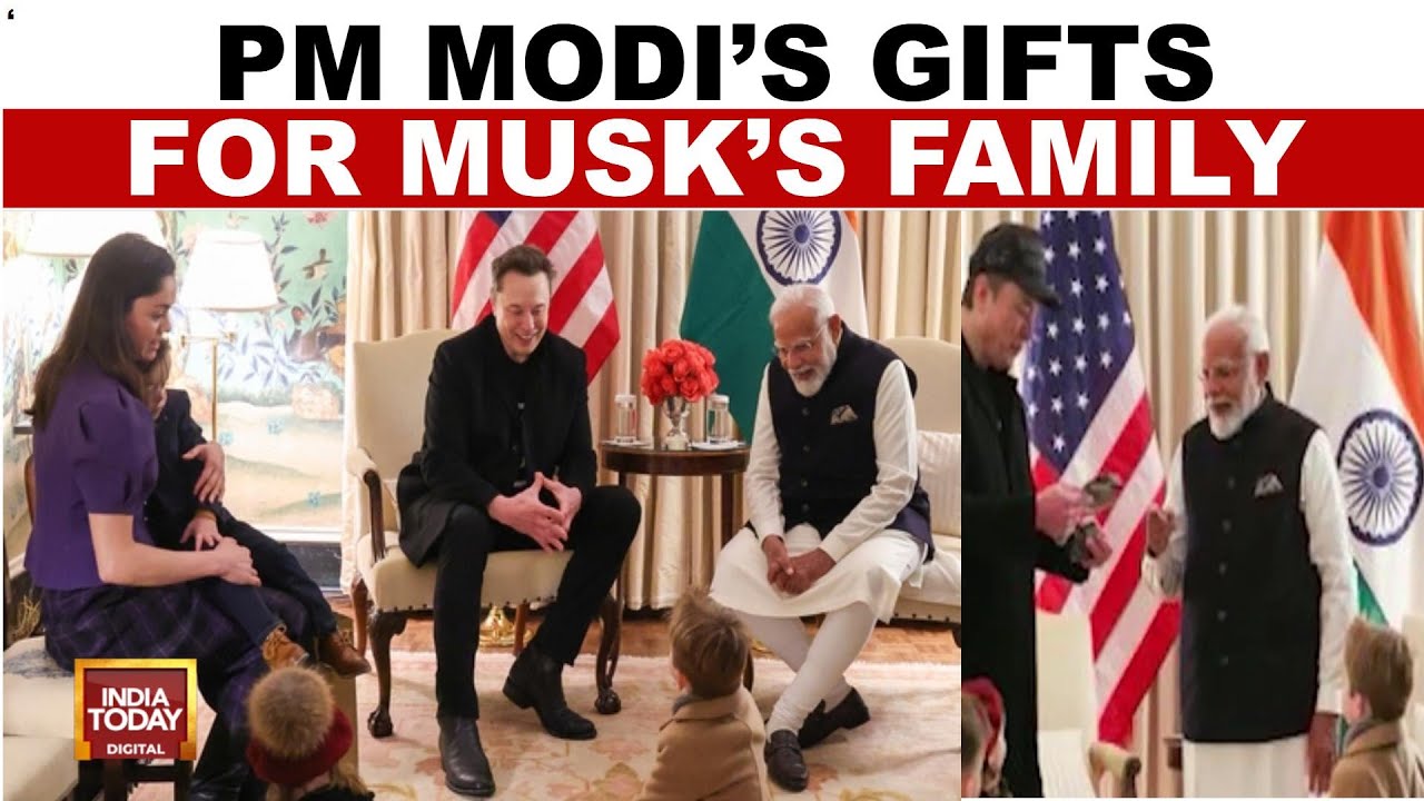 Elon Musk And Family Meet PM Modi, Gives Gifts To Musk's Children | India Today