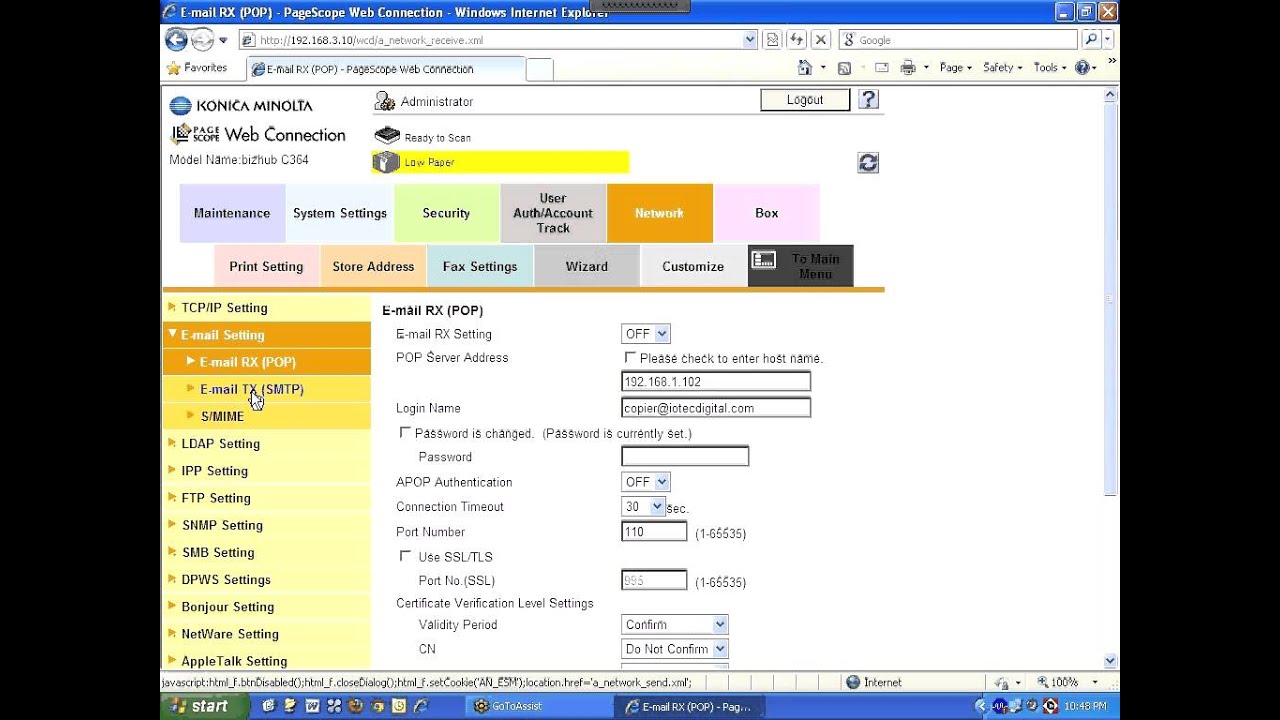 Konica Scan To Email Setup