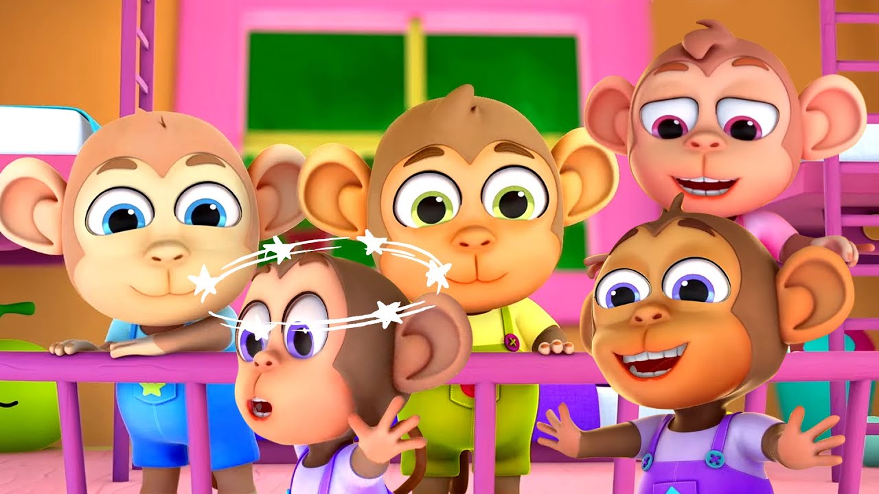 Five Little Monkeys Jumping On The Bed Nursery Rhyme And Kids Song by The Five Little Show
