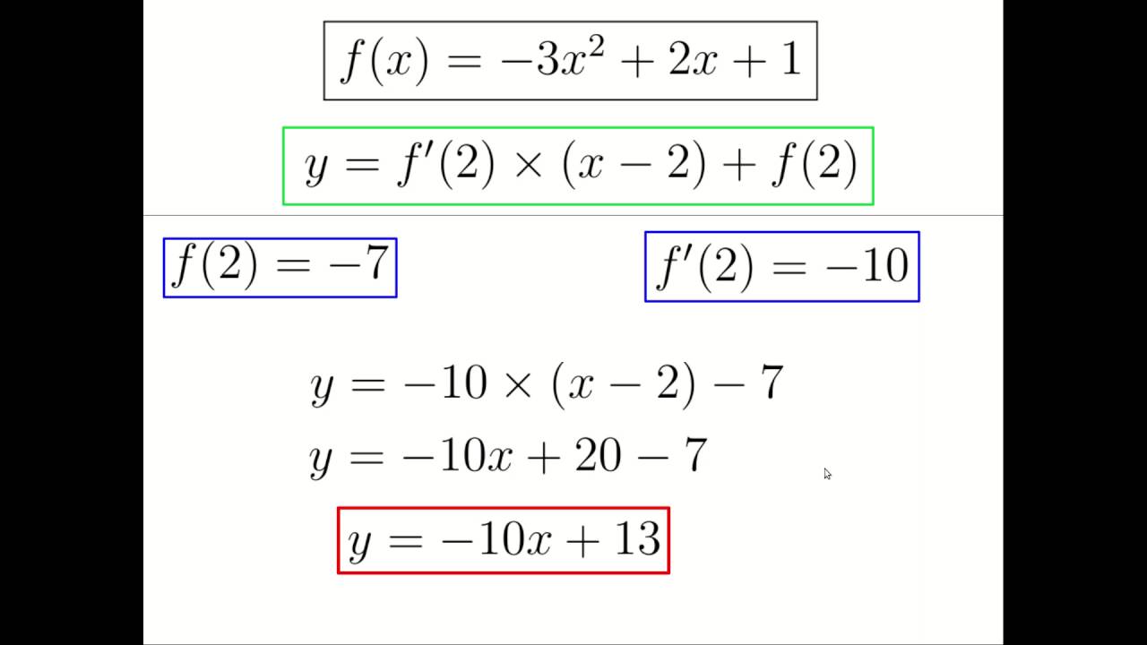 équation de la tangente