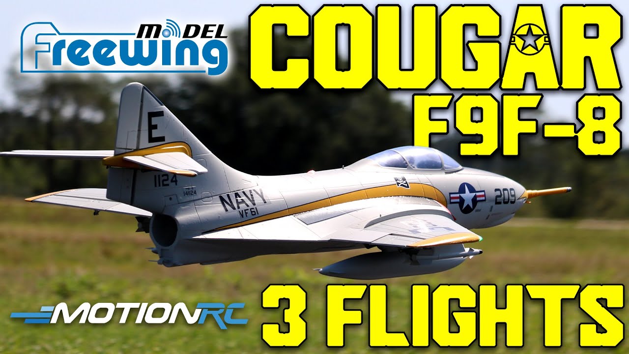 3 Flights on the Freewing F9F-8 Cougar 80mm EDF Jet | Motion RC
