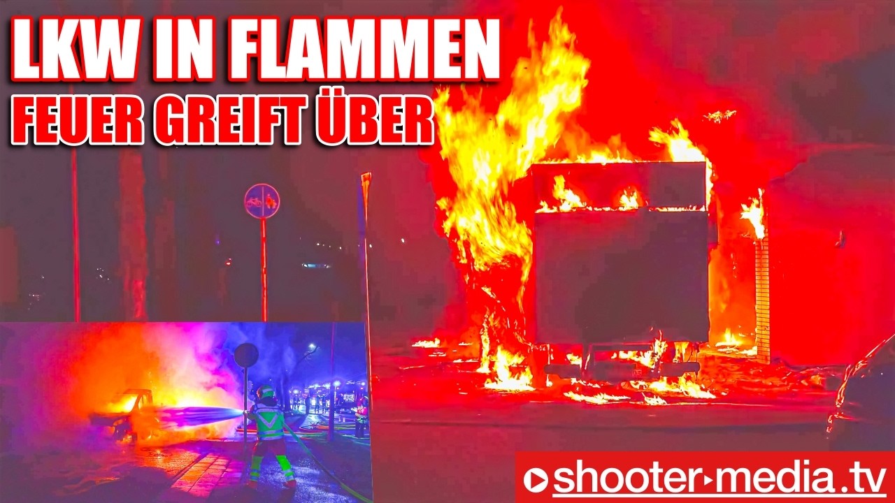 🔥  LKW in VOLLBRAND - FEUER GREIFT ÜBER... 🔥 | 🚒  Brand schnell unter Kontrolle  🚒