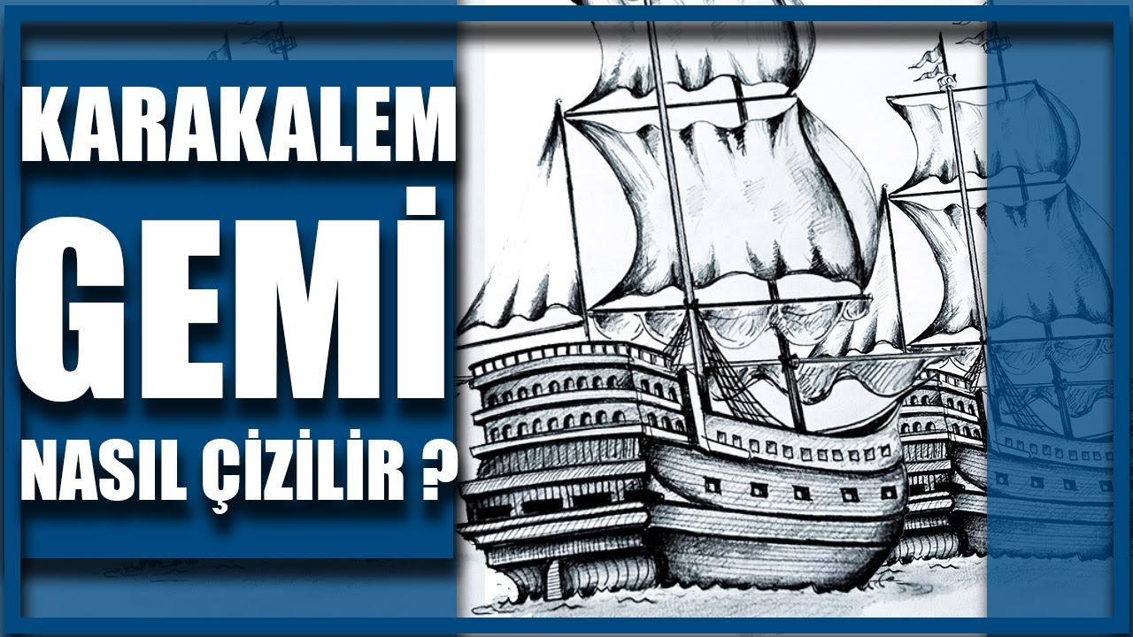 KARAKALEM GEMİ,YELKENLİ ÇİZİMİ KOLAY RESİM ÇİZİMİ EASYDRAWİNG DRAWİNGS