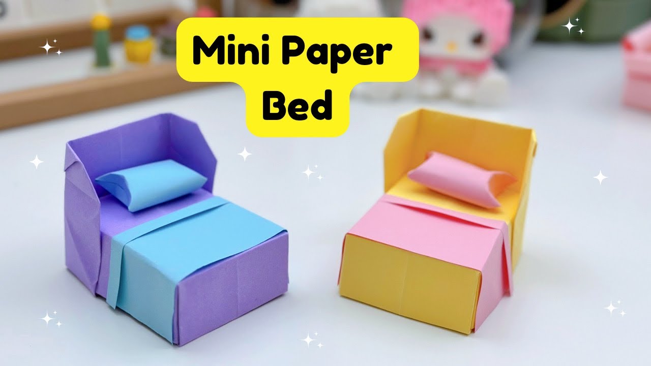 DIY MINI PAPER BED / Paper Crafts For School / Paper Craft / Easy kids craft ideas / Paper Craft New