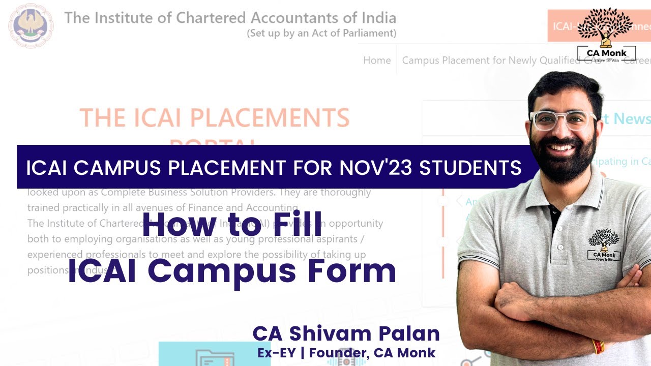 How to fill ICAI Campus form? | ICAI Campus Placement form for Nov 23 CAs | ICAI Job | CA Jobs