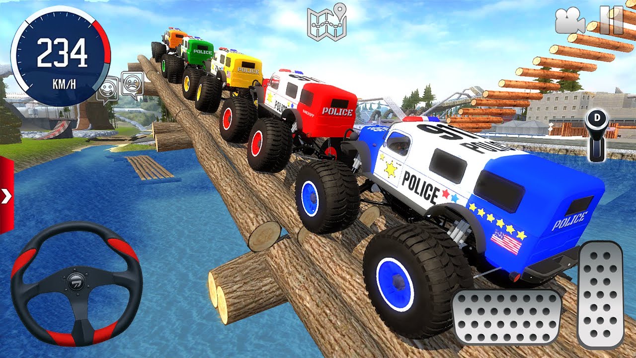 Police Monster Truck Racing Offroad 3D - Car Extreme Mega Ramp Driving - Android / IOS GamePlay #1