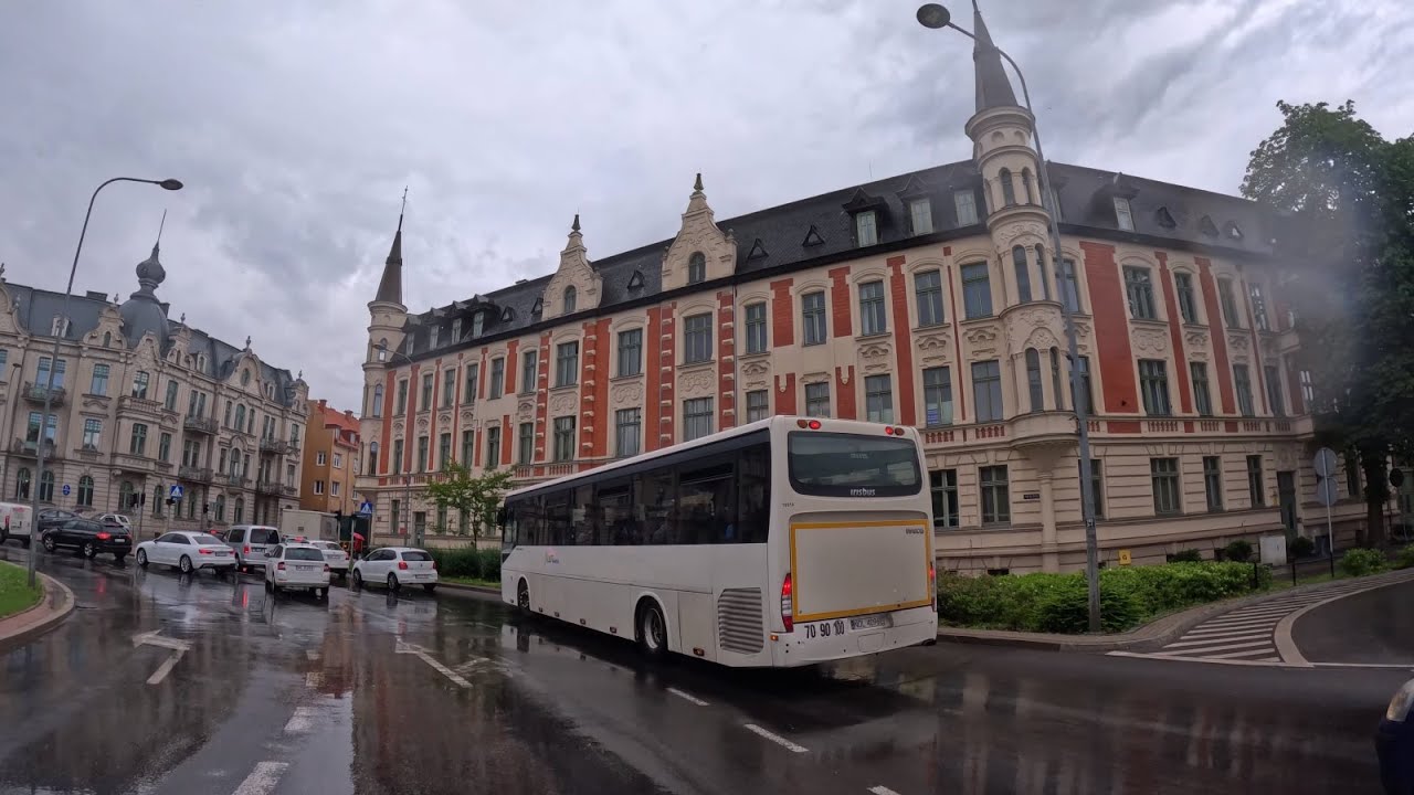OLSZTYN - PRZEJAZDZKA W POCHMURNY DZIEN. 4K