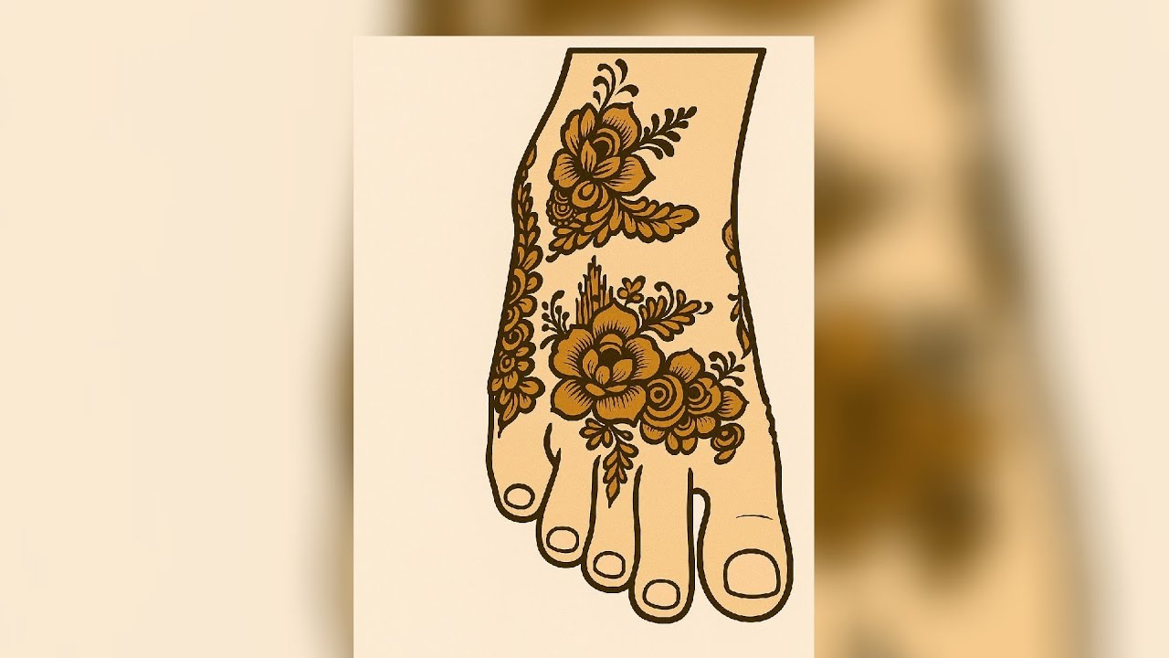 Best Simple special Rose flower #feet Design| #khaffif Mehandi #roseflowerdesigns2025 #viralvideo