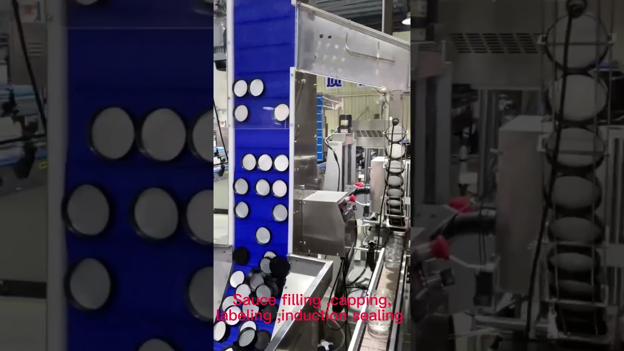 Sauce Filling Machine,Screw Capping Machine, Induction sealing machine,Labeling Machine for can body