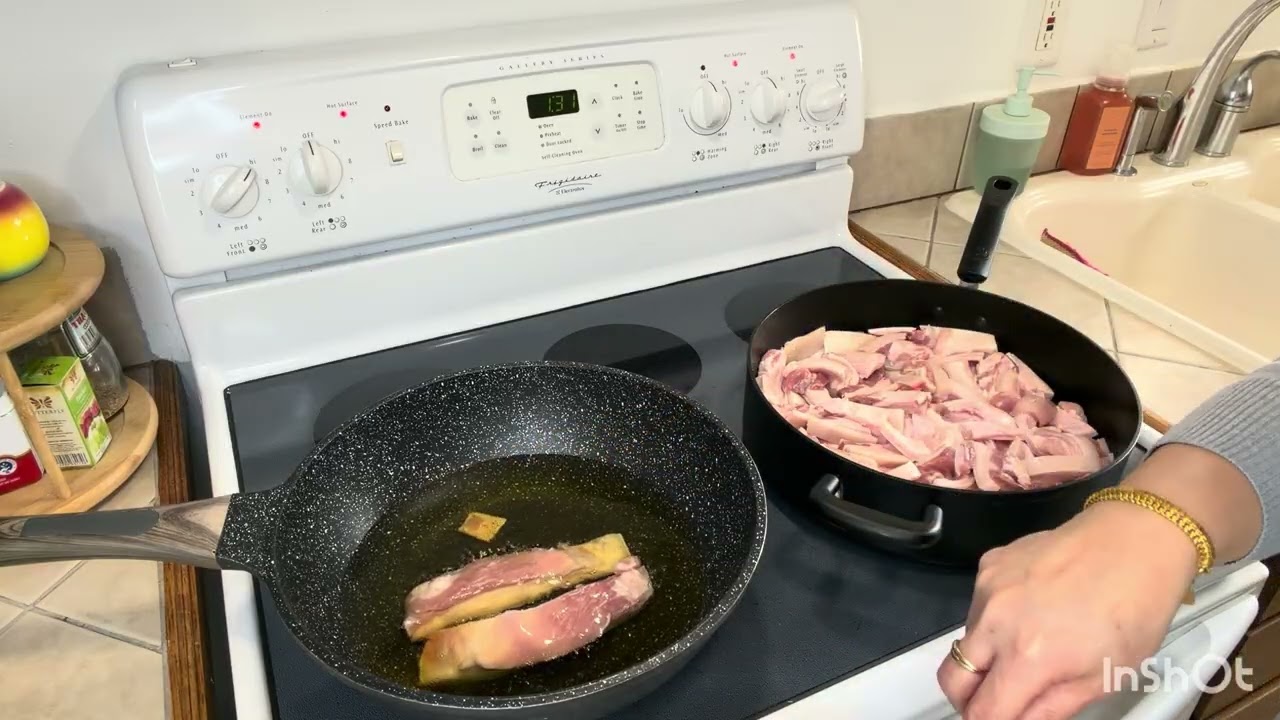 Crispy pork belly, meats and skins. 03/10/2026