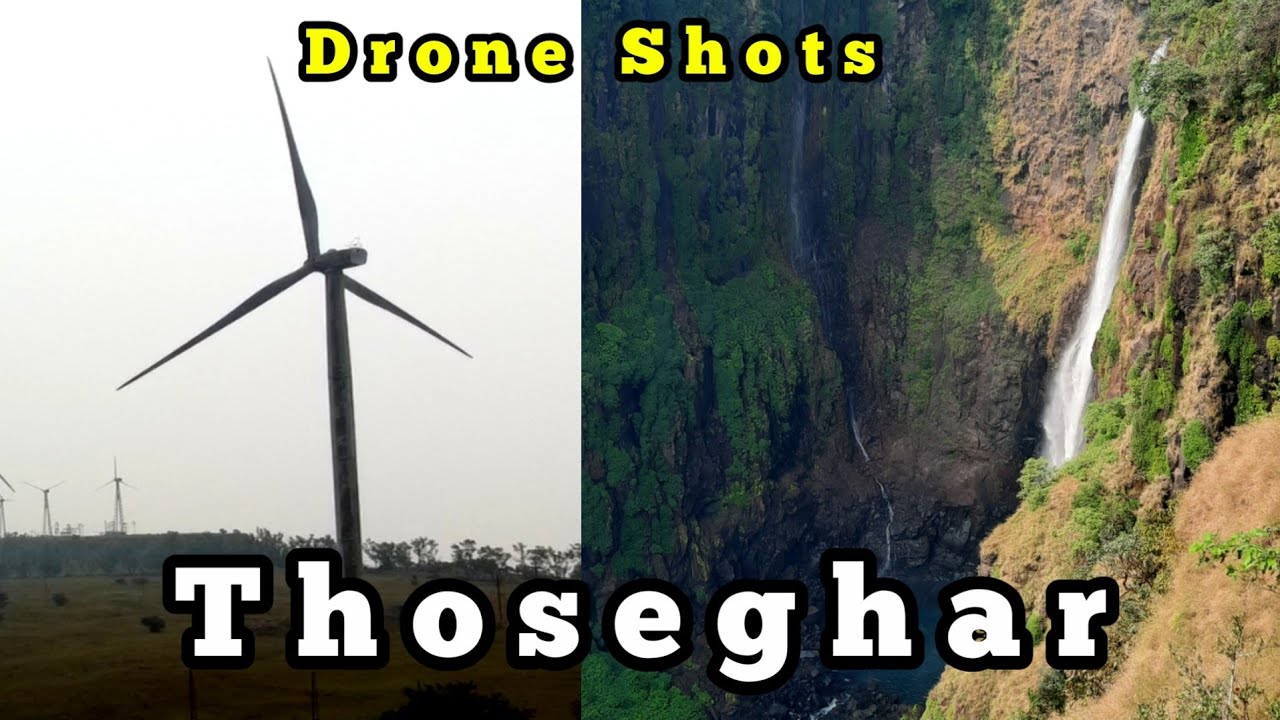 Thoseghar Waterfall & Windmills, Satara | ठोसेघर धबधबा आणि पवनचक्क्या | Drone Shots | Marathi Vlog