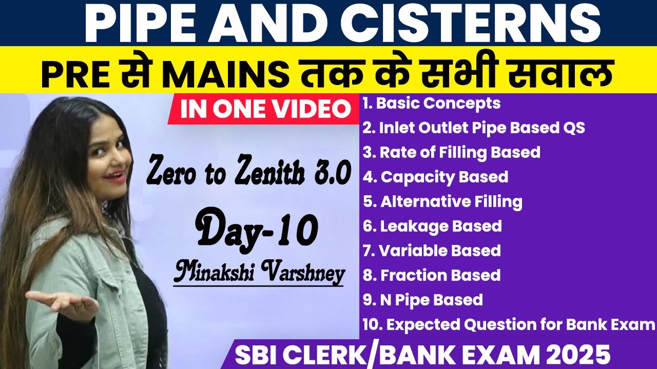 Pipe & Cisterns One Shot | Pre to Mains All Types Questions | SBI Clerk & Bank Exams 2025 | Minakshi
