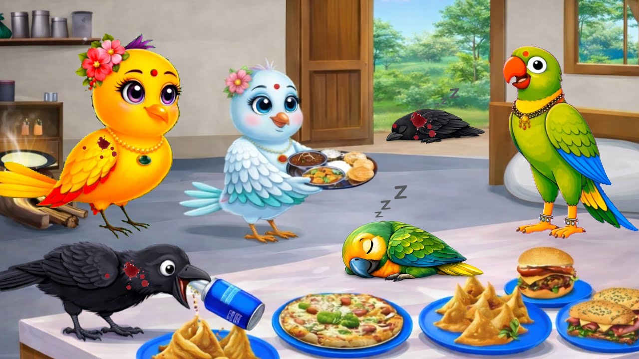 बदमाश कौआ। चिल का हुआ अचानक हमला। Pyari Chidiya Cartoon l Chidhiya Cartoon l 