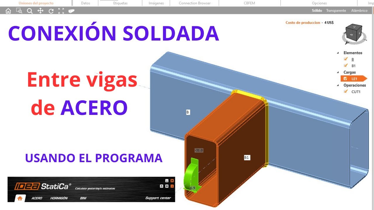 Conexión soldada entre VIGAS de ACERO