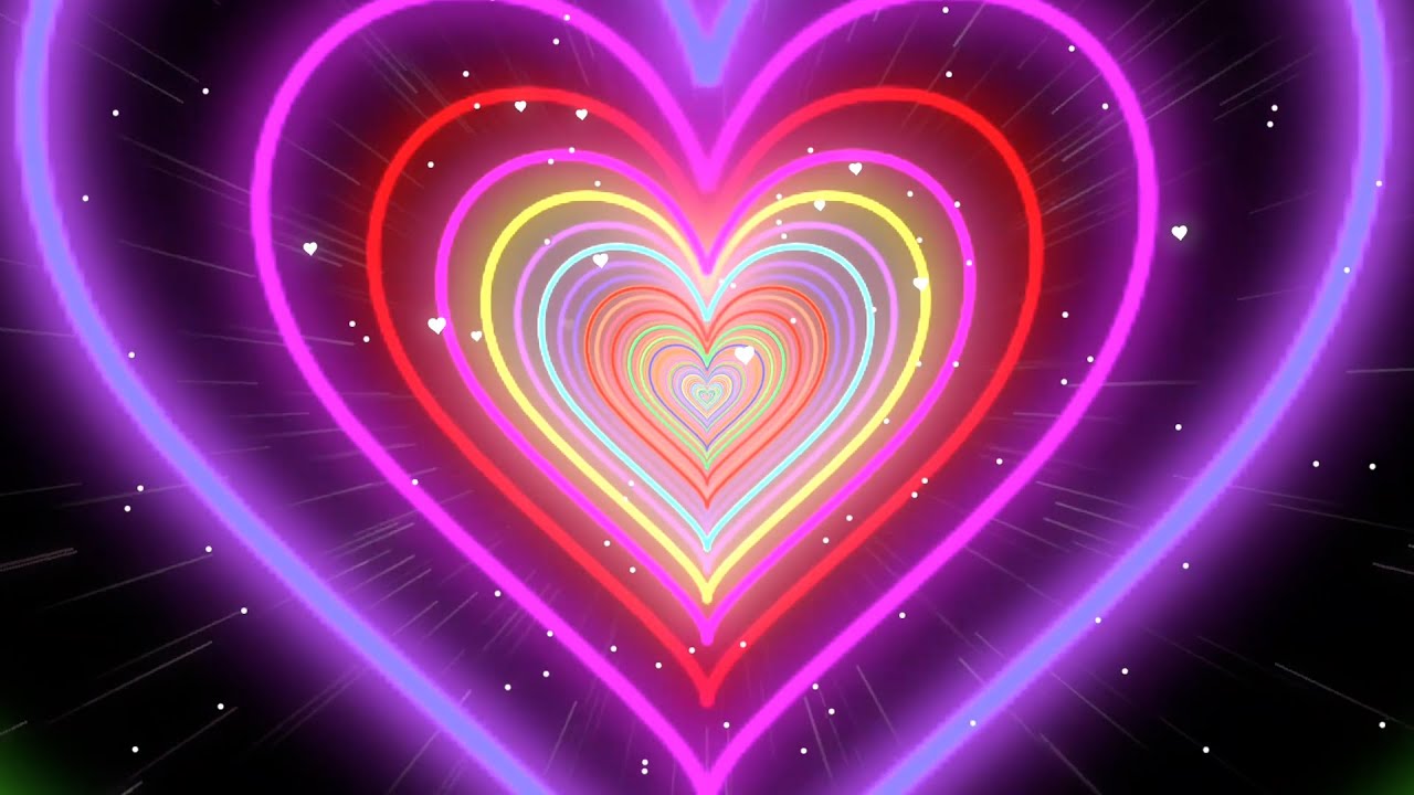 Colorful Heart Background🌈Rainbow Tunnel Heart Background Screensaver Video Effects-Light Background