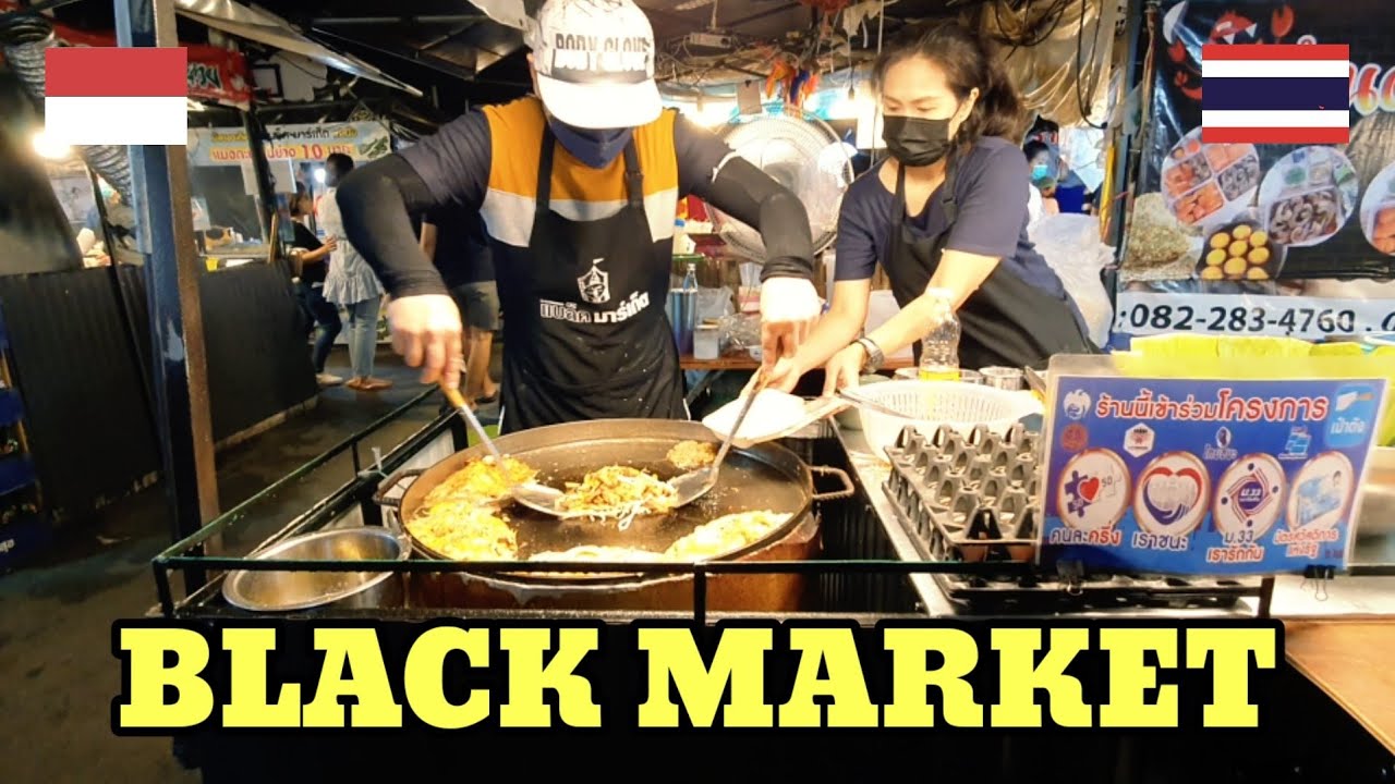 FAMOUS BLACK MARKET IN BANGKOK ~ Pasar malam sebelah stasiun ini selalu rame banyak makanan halal