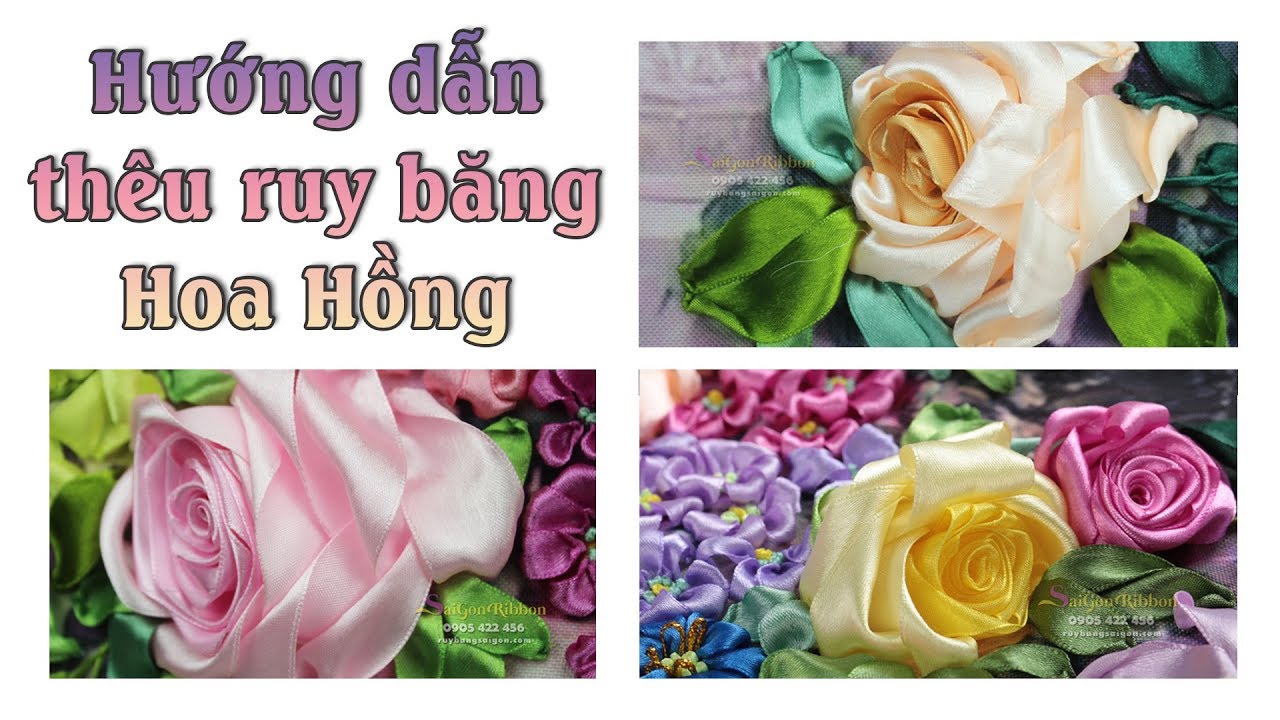 Thêu ruy băng | Học thêu ruy băng hoa hồng