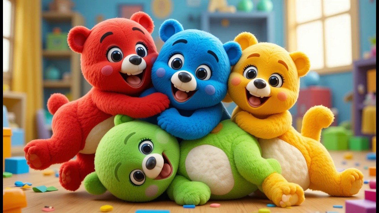 Four Little Toy Bears Hug Hug Hug | Sweet Friendship Song & Counting for Kids