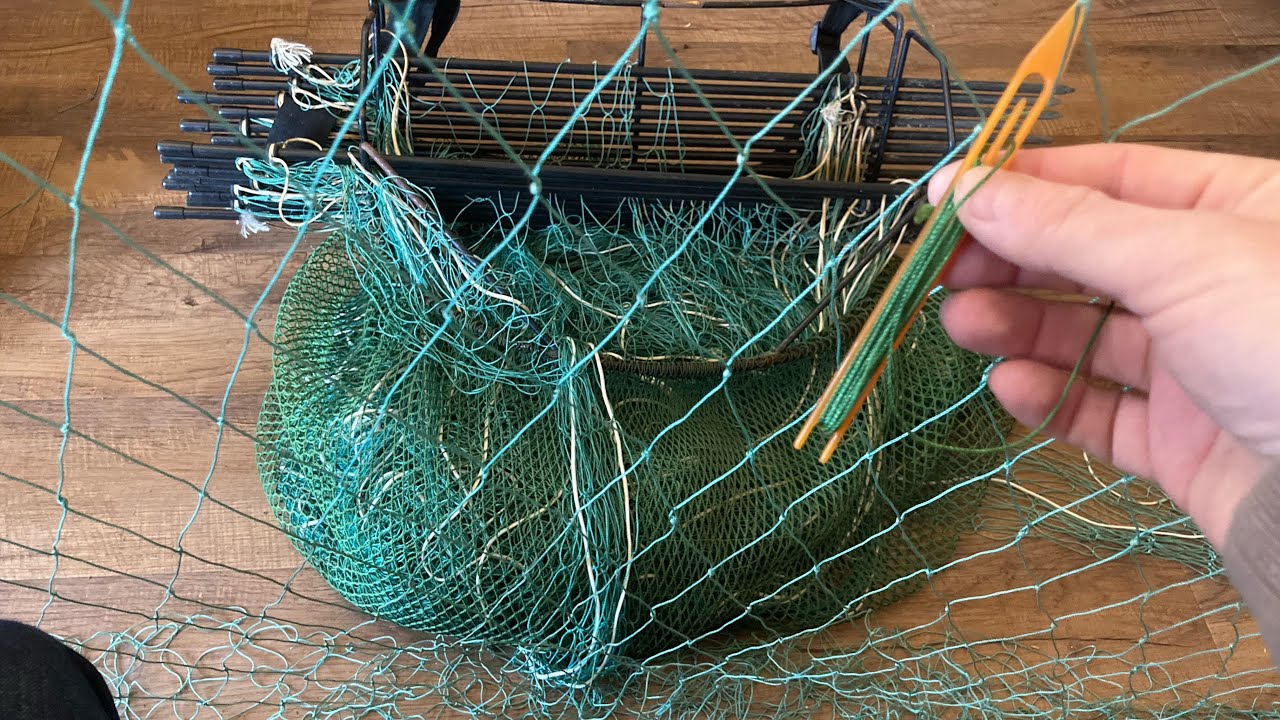 Net mending - how to easily repair ferret long nets and nylon sea fishing nets tutorial