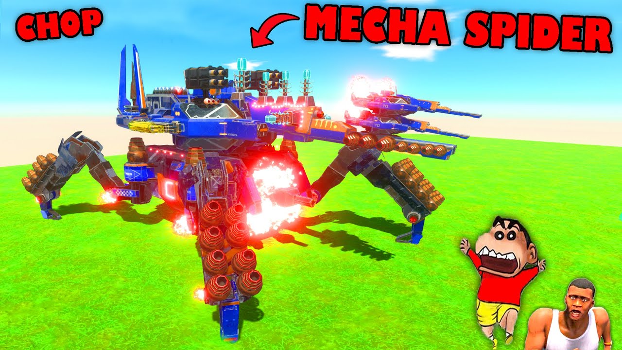 CHOP UNDEFEATED UNIT MECHA SPIDER in Animal Revolt Battle Simulator with SHINCHAN ARBS HINDI