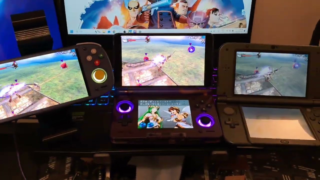 Retroid Pocket 5 vs Ayn Thor vs New Nintendo 3DS XL (Kid Icarus 新・光神話 パルテナの鏡)
