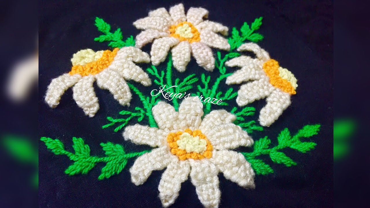 Tutorial no-137 / White daisy  | 3d Daisy flower hand embroidery | how to stitch a daisy flower